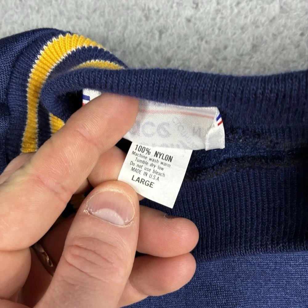 Vintage Notre Dame Nylon Crewneck Sweatshirt Mens Large Blue 70s 80s USA